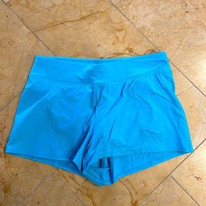 Lands End 2P teal blue swim shorts